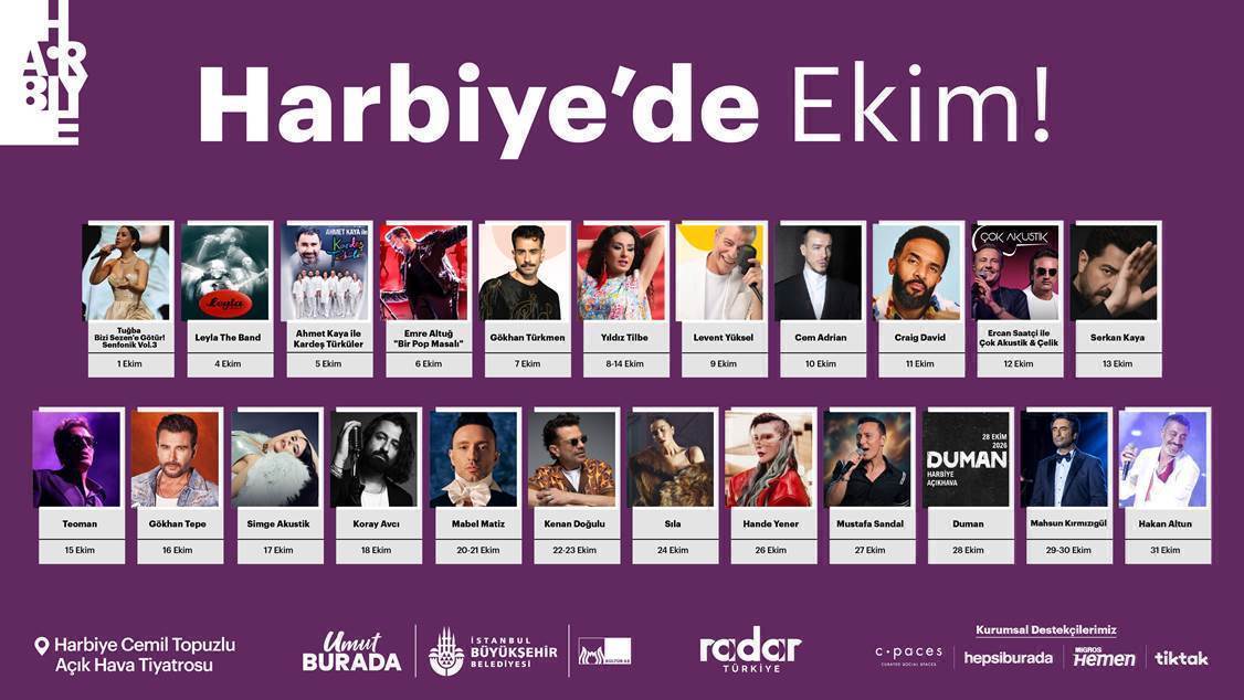 Harbiye Açık Hava Ekim’de de Müzik Dolu