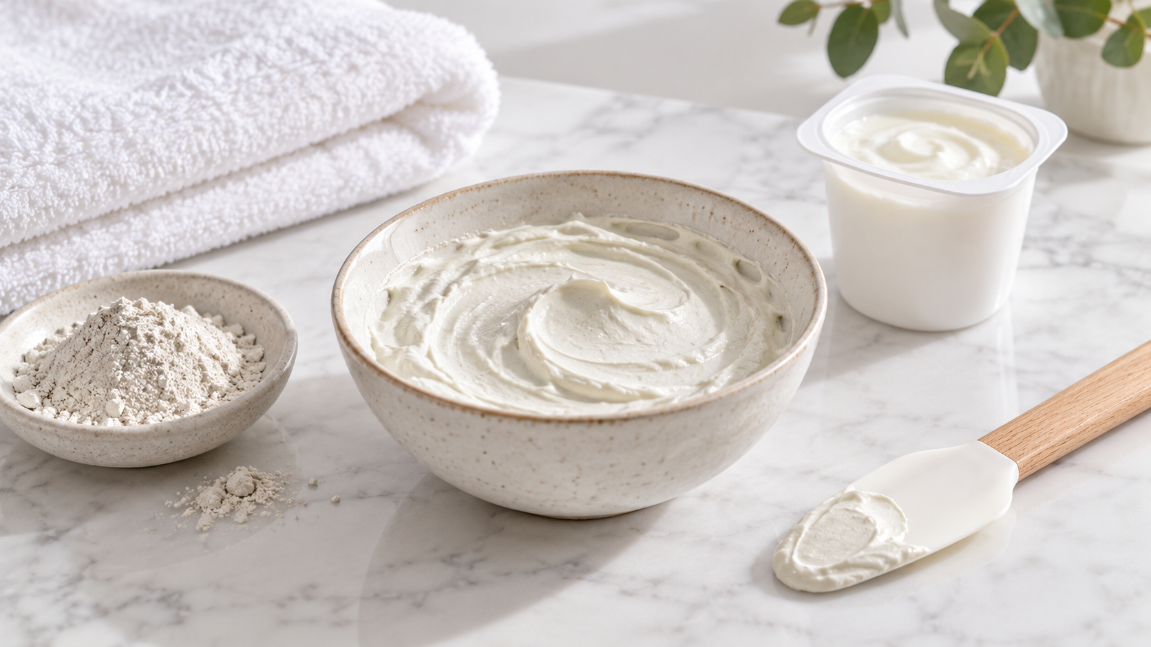 Kaolin Kili ve Yoğurtla Tek Kullanımlık Yüz Maskesi