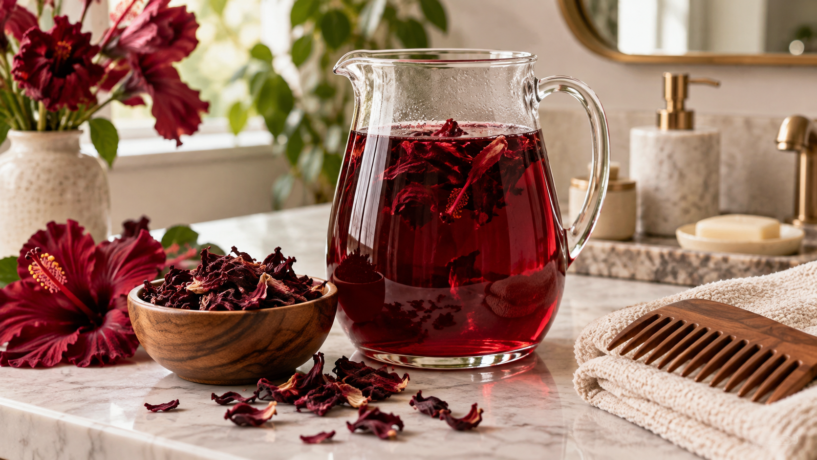 Hibiskus Çayıyla Taze Saç Durulaması: Renkli Ama Ölçülü Bir Ritüel