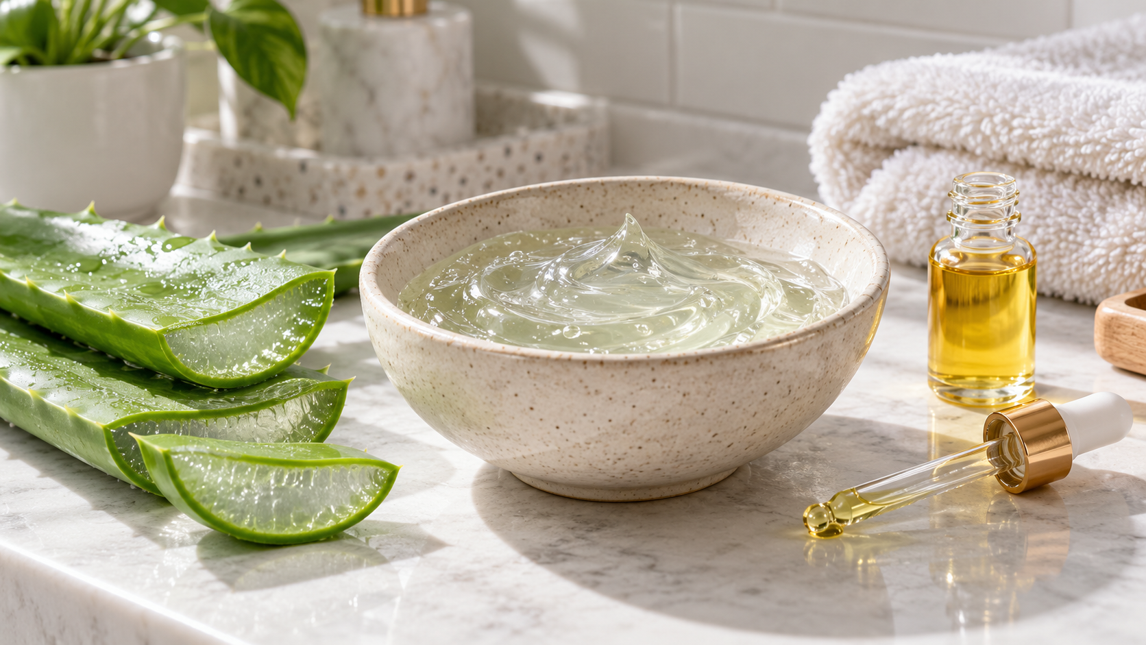 Aloe Jel ve Jojobayla Durulanan Saç Boyu Maskesi: Taze ve Ölçülü